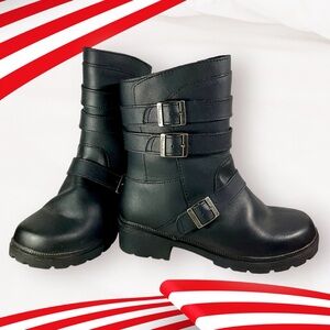 Women's Milwaukee Cameo Motorbike Black Riding Leather Boots Size 9.5C
